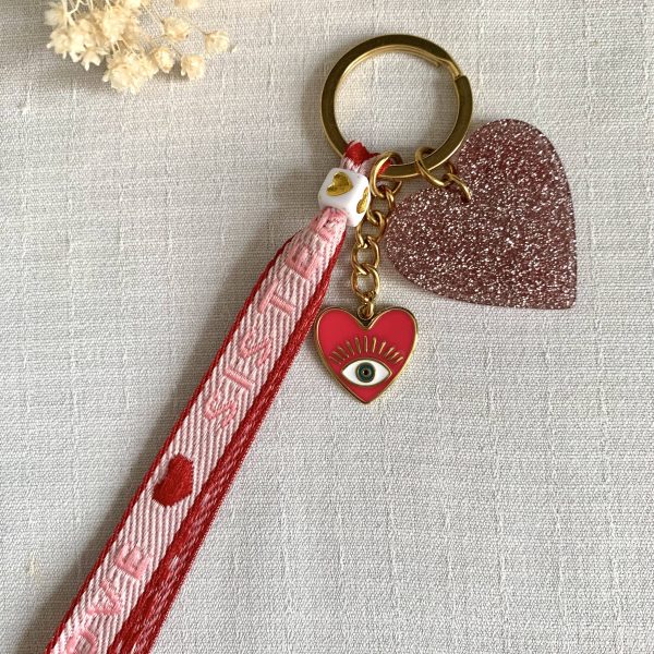 Chaveiro Coração Glitter Vermelho