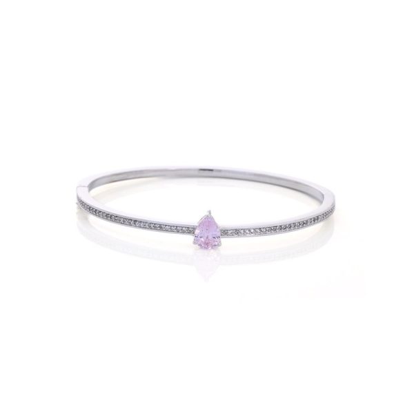 Pulseira rígida semi jóia com pedra oval