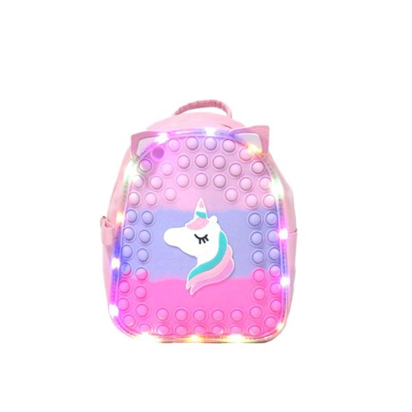 Mochila de criança pop it com luzes