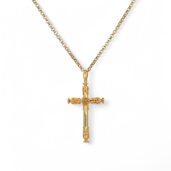 Colar semi jóia filigrana crucifixo