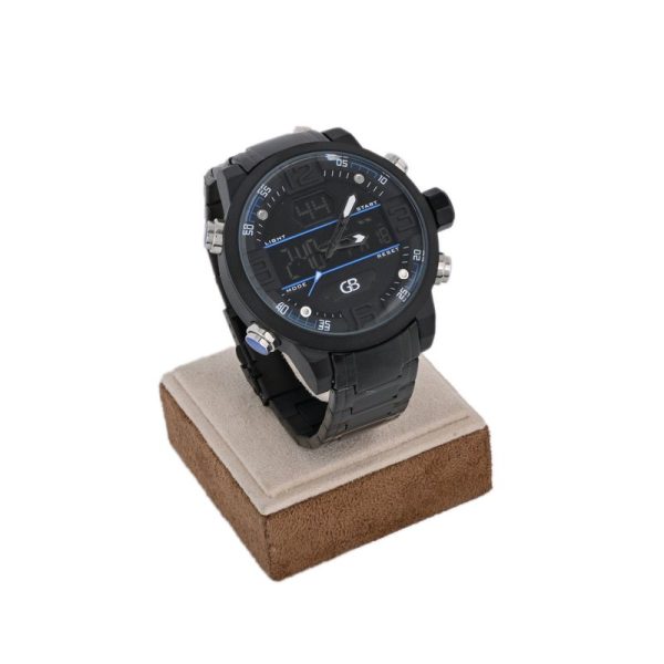 Relógio masculino preto com pormenor azul